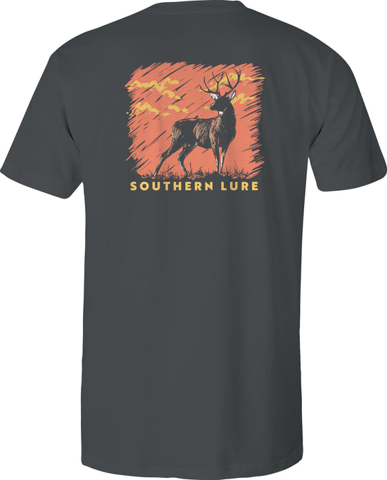 Adult Short Sleeve Cotton Tee - Sunset Buck - Black Wash