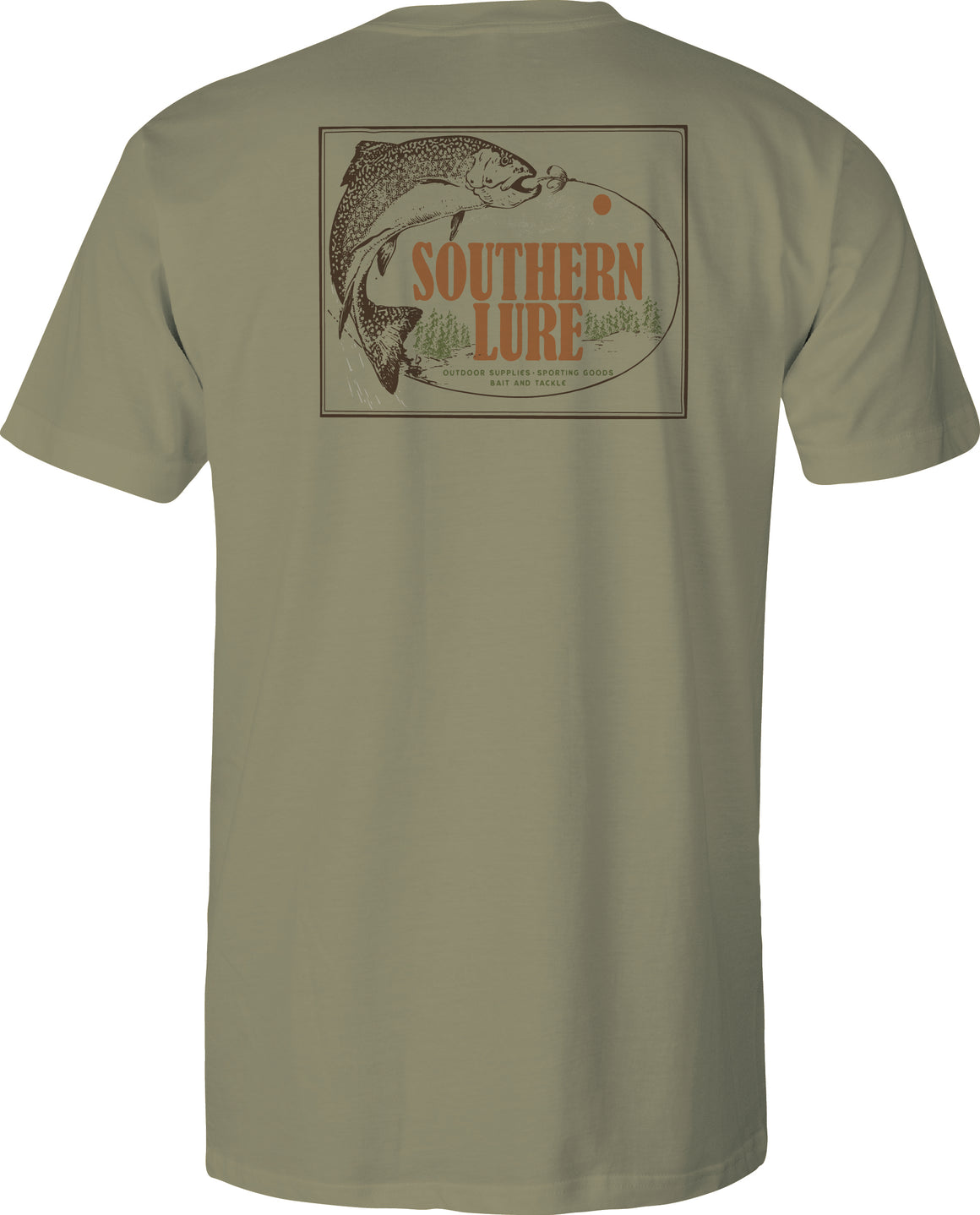 Adult Short Sleeve Tee - Vintage Fishing - Khaki