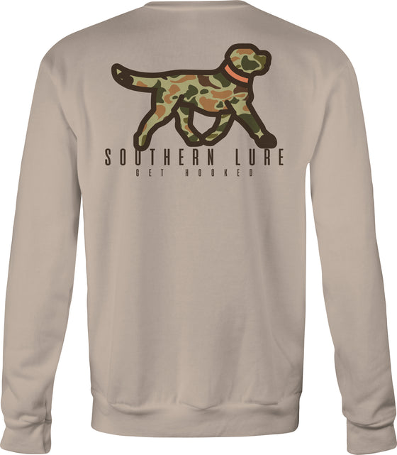 Adult Crew Neck Fleece Walking Camo Lab - Sand