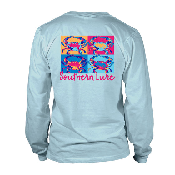 Women's Long Sleeve UV50 Performance - Warhol Crab - Sky Blue