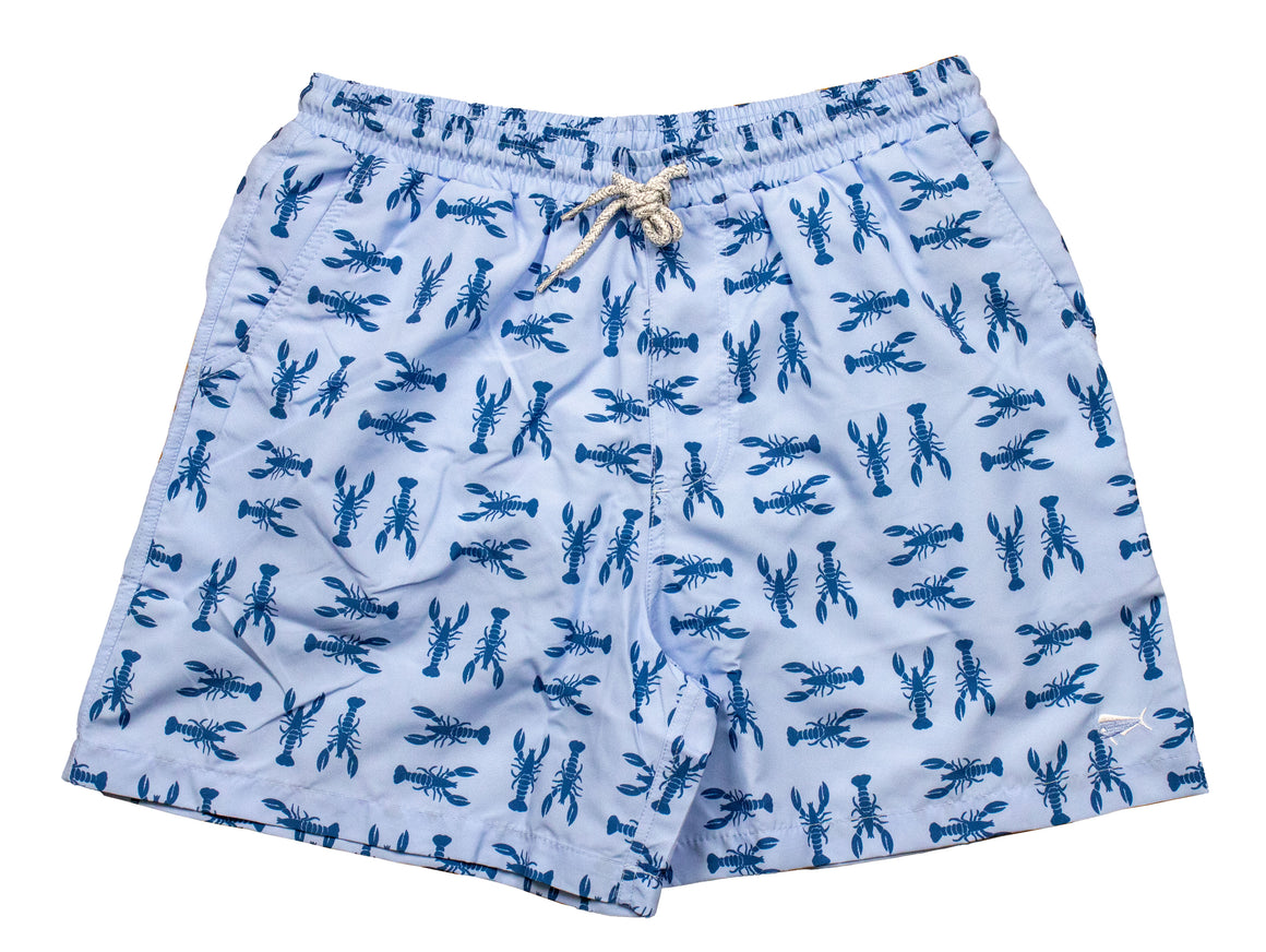 Boy's Youth & Toddler Printed Swim- Blue Lobster - Light Blue