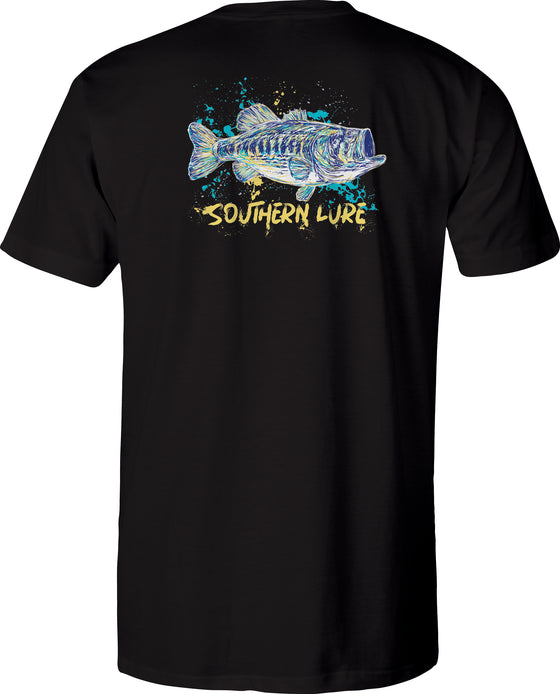 Adult Short Sleeve Tee - Neon Bass - Black Wash