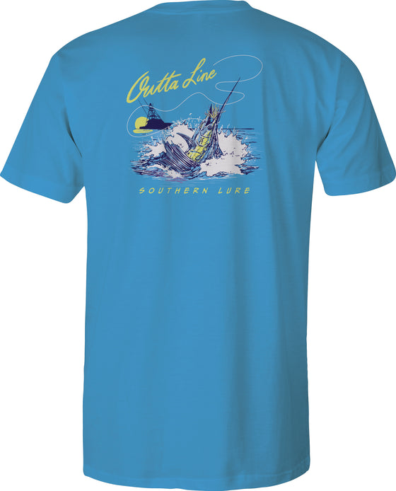 Adult Short Sleeve Tee - Outta Line - Tropic Blue