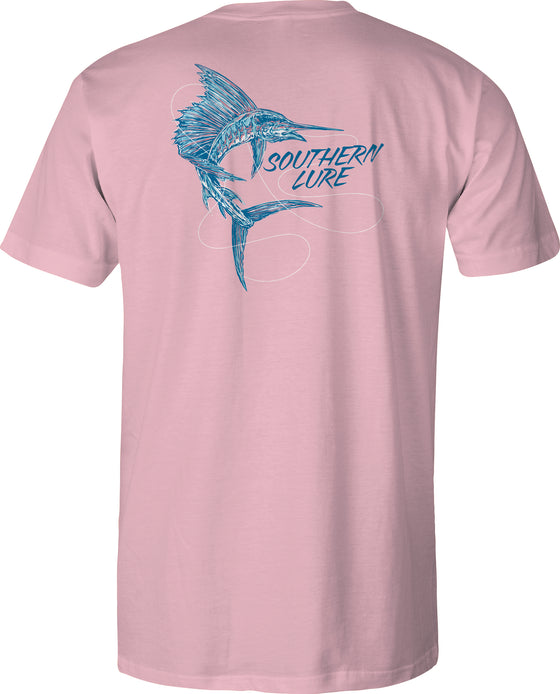 Toddler Short Sleeve Tee - Patriotic Sailfish - Pink