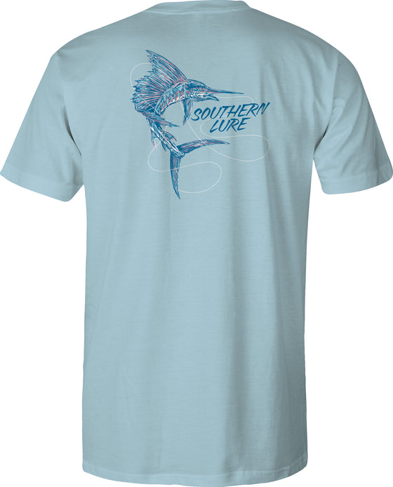 Toddler Short Sleeve Tee - Patriotic Sailfish - Sky Blue