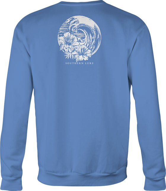 Adult Crew Neck Fleece - Tropical Waves - Dusk