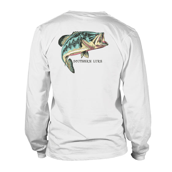 Adult Long Sleeve Cotton Tee - Bass Ride - White