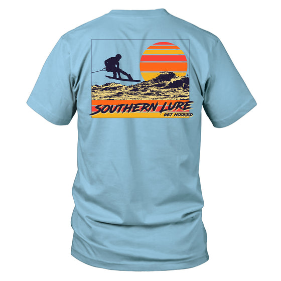 Toddler Short Sleeve Cotton Tee - Wakeboarding - Sky Blue