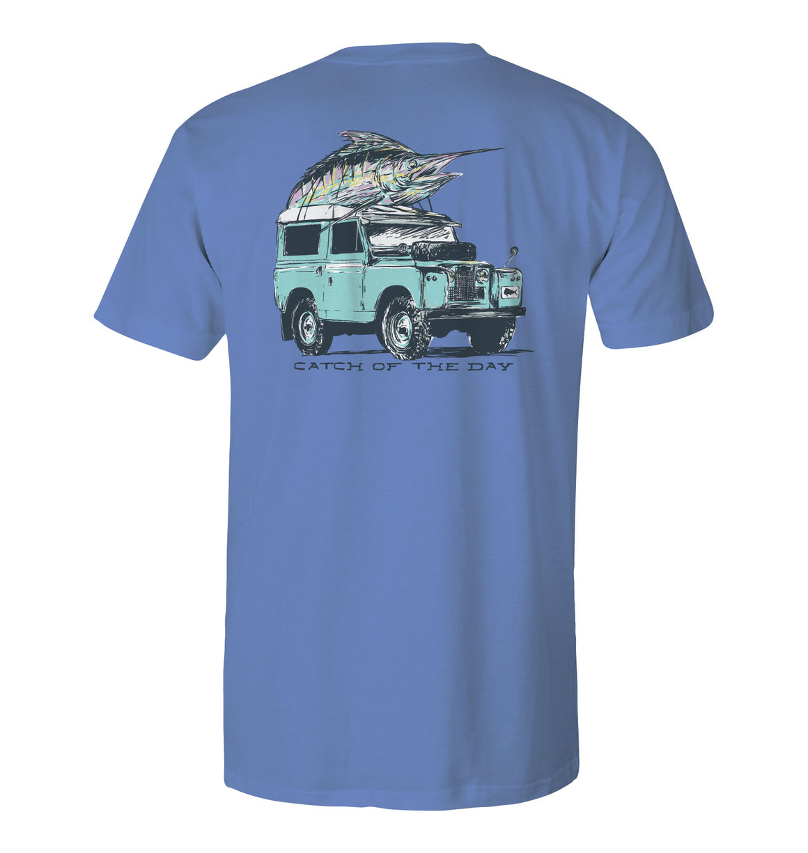 Men's Short Sleeve Cotton Tee - Catch of the Day - Dusk