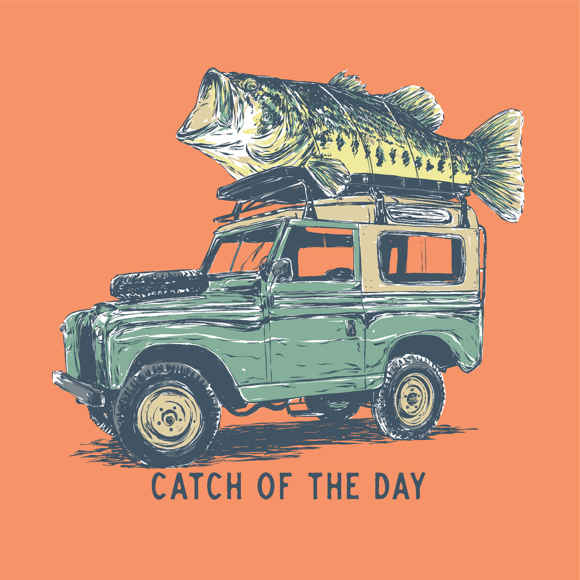 Toddler Short Sleeve Tee Catch of the Day V4 - Melon