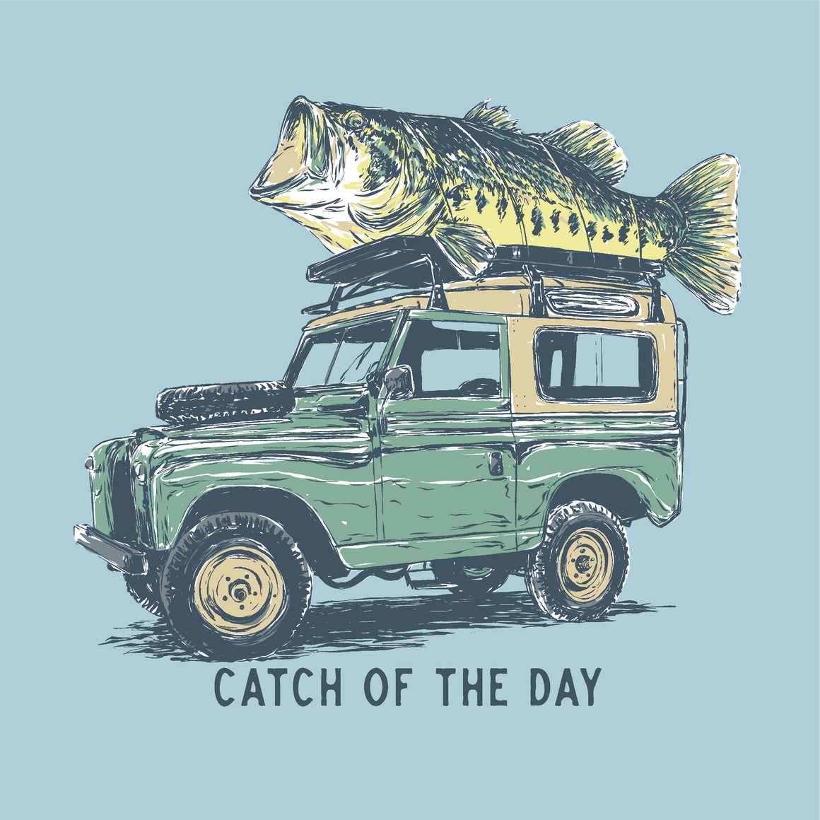 Youth & Toddler Short Sleeve Tee Catch of the Day V4 - Sky Blue