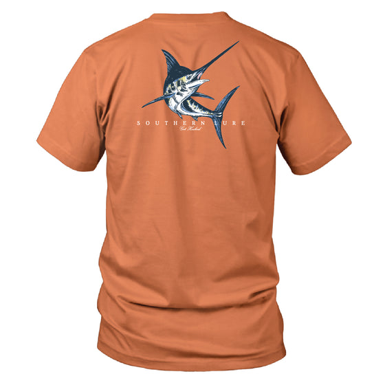 Men's Short Sleeve Cotton Tee - Classic Marlin - Melon