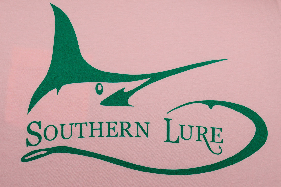 Youth Marlin Darlin High Tide Pink Tee With Green Print