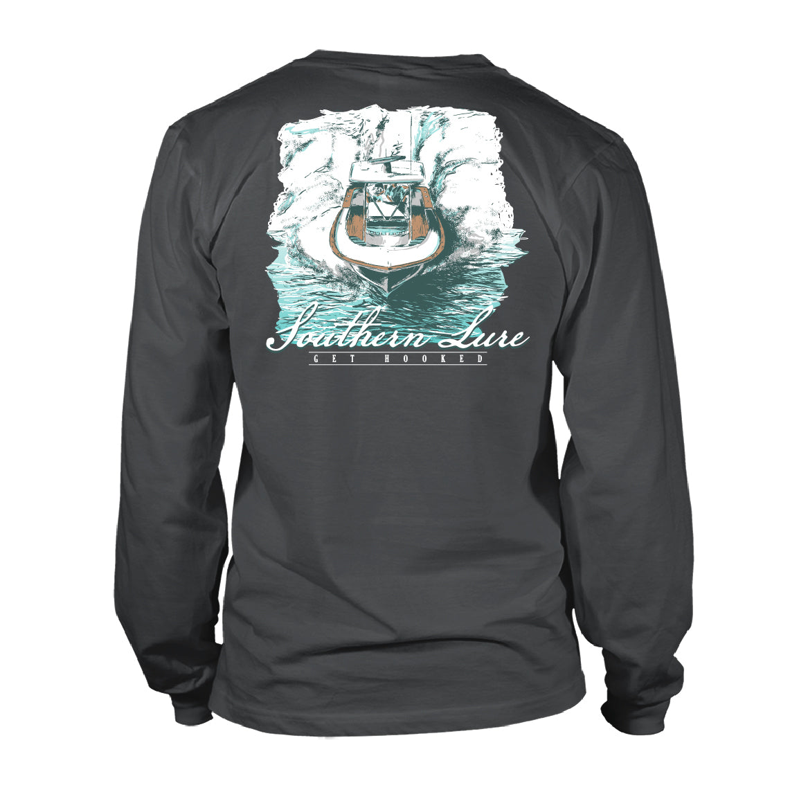 Youth Long Sleeve Cotton Tee - Deep Sea Boat - Pepper