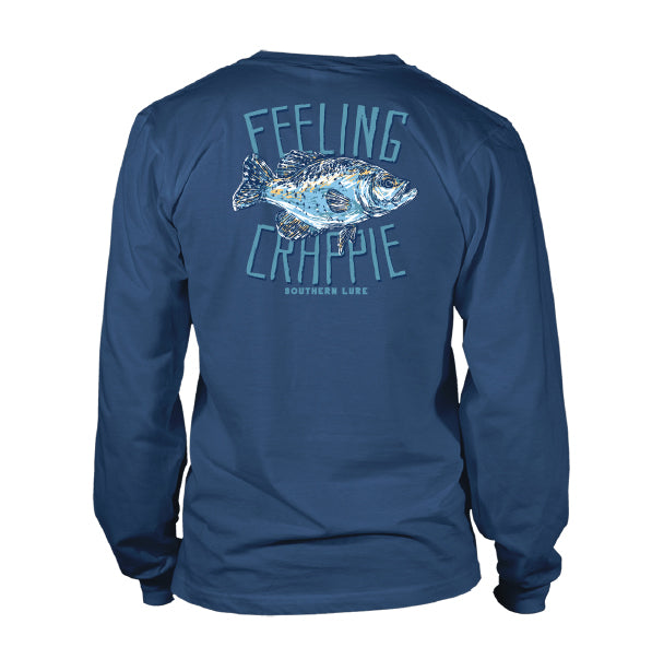 Adult Long Sleeve Tee Feeling Crappie - Slate