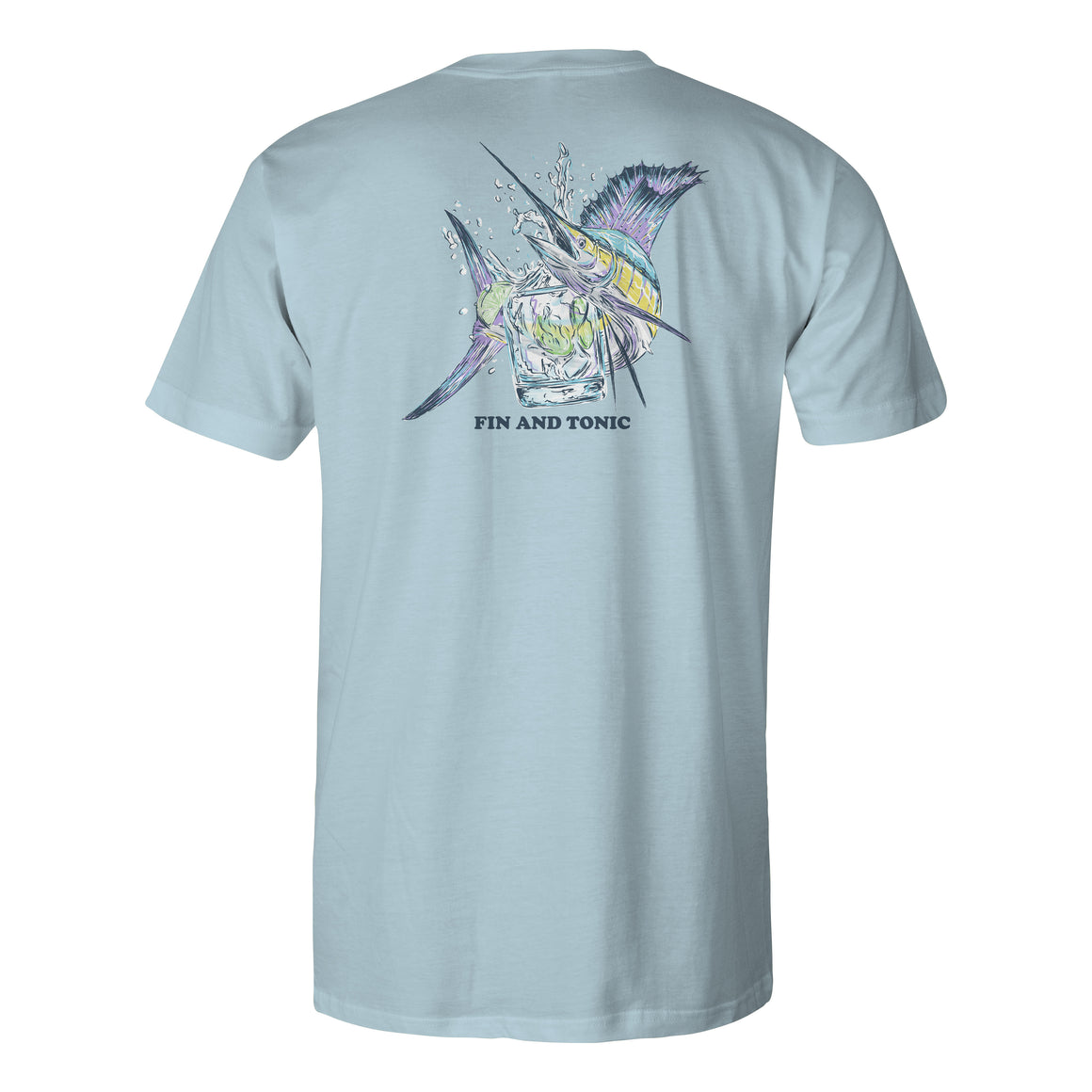 Short Sleeve Cotton Tee - Fin & Tonic - Sky Blue