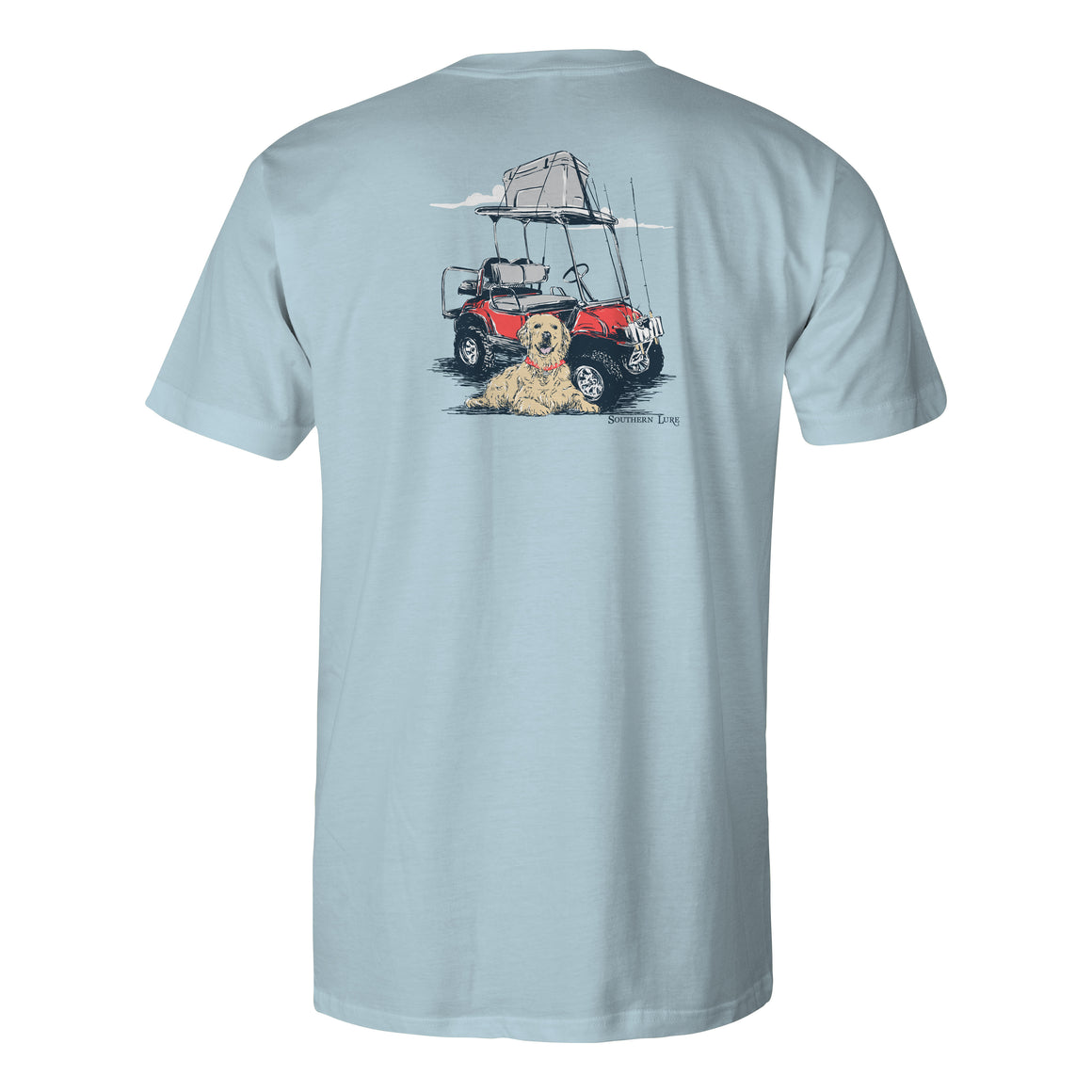 Short Sleeve Cotton Tee - Fishing Cart V2 - Sky Blue