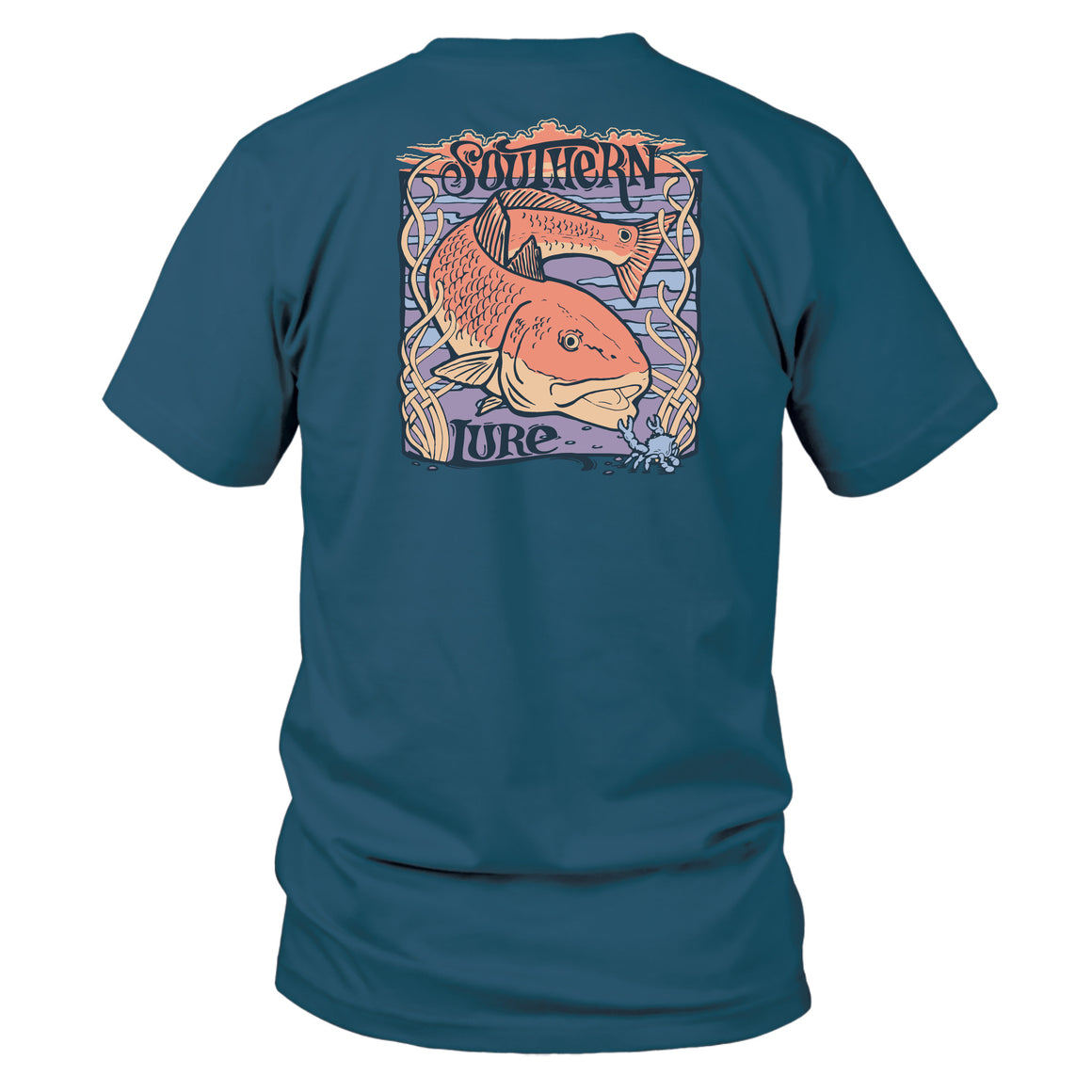 Toddler Short Sleeve Cotton Tee - Fancy Redfish - Slate