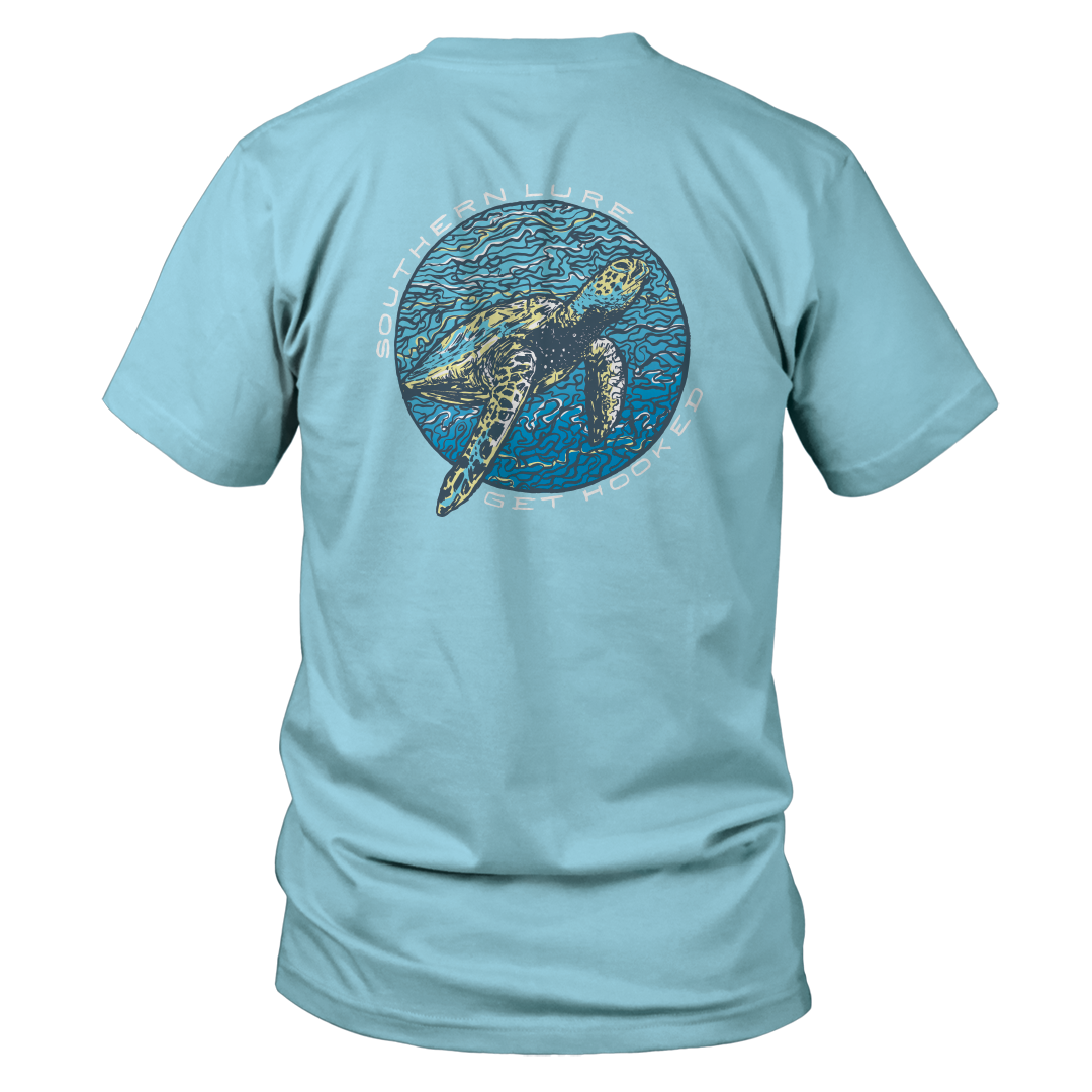 Women's Short Sleeve V-Neck Tee - Sea turtle - Sky Blue