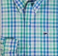 Youth & Toddler Short Sleeve Woven Sport Shirt - Green & Royal Blue Large Gingham