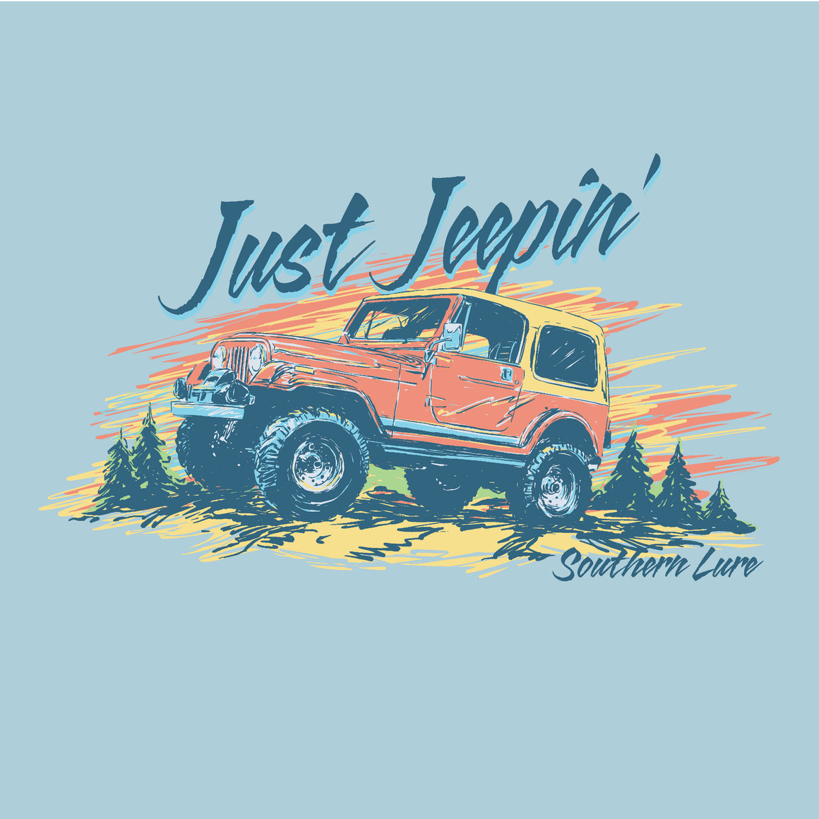 Toddler Short Sleeve Tee Just Jeepin V3 - Sky Blue