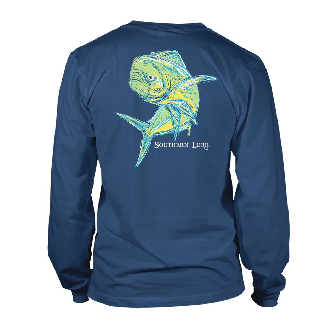 Adult Long Sleeve Cotton Tee Shirt - Mahi Painting - Slate