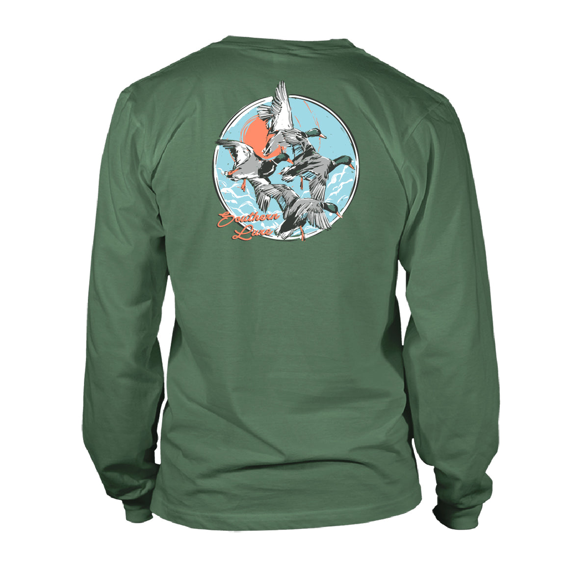 Adult Long Sleeve Tee Mallard Flight - Oak Green