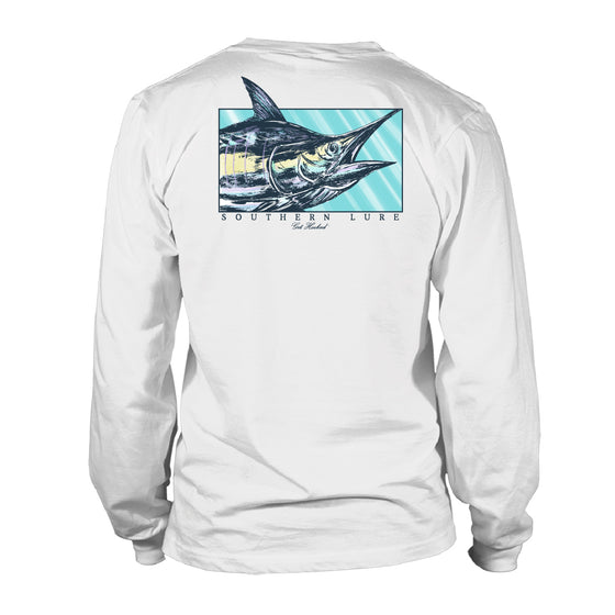 Adult Long Sleeve Cotton Tee - Marlin - White