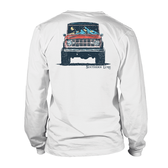 Adult Long Sleeve Tee - Mountain Bronco - White