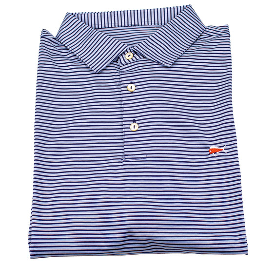 Men's Short Sleeve Polo - Stripe - Navy