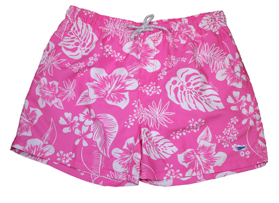 Men's Printed Swim Trunks - Palm Life Pink