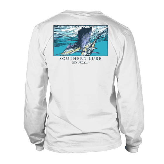 Men's Long Sleeve UV50 Performance Sailfish - White