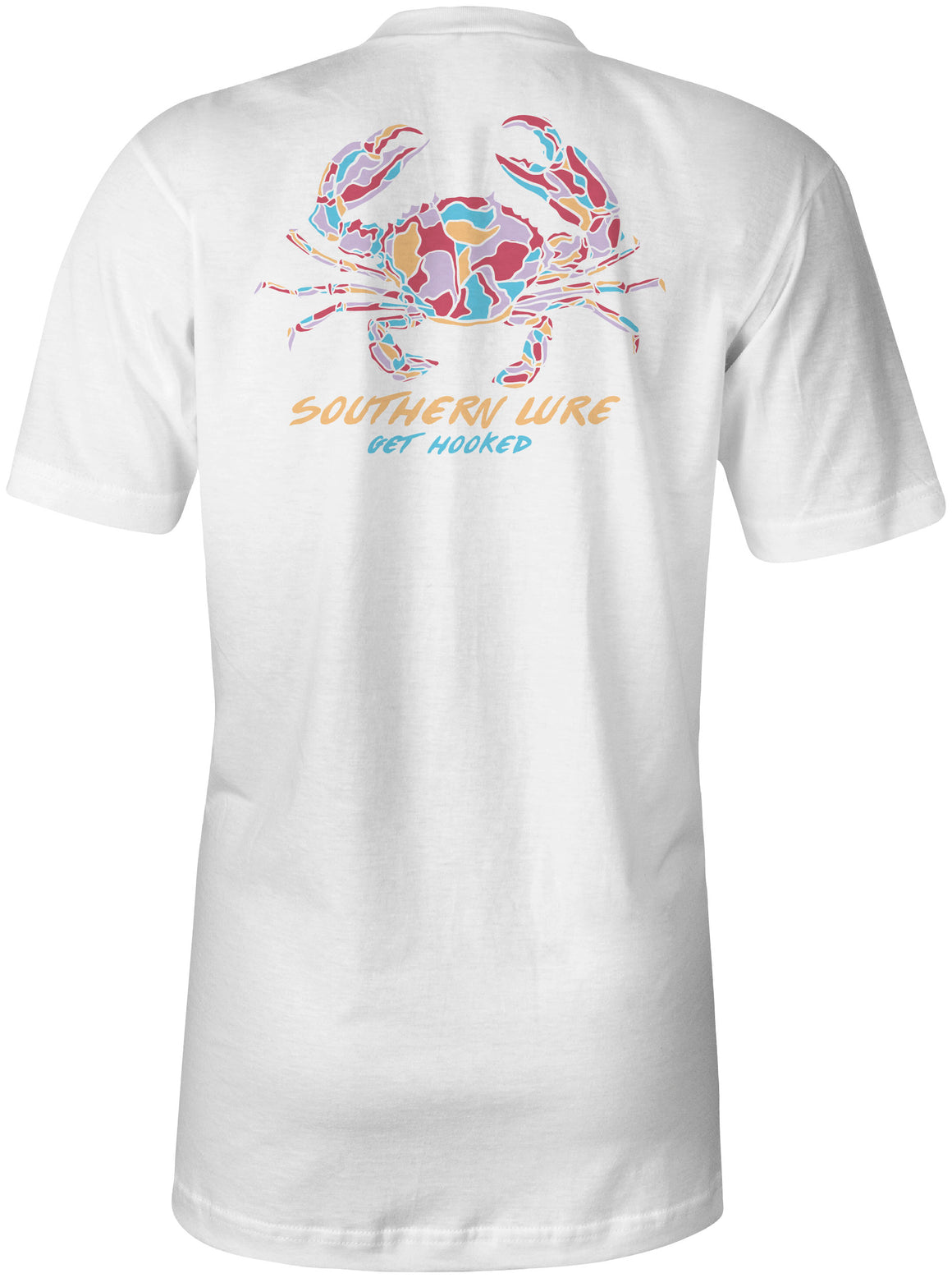 Womens Short Sleeve V-neck Tee - Multi Crab - White