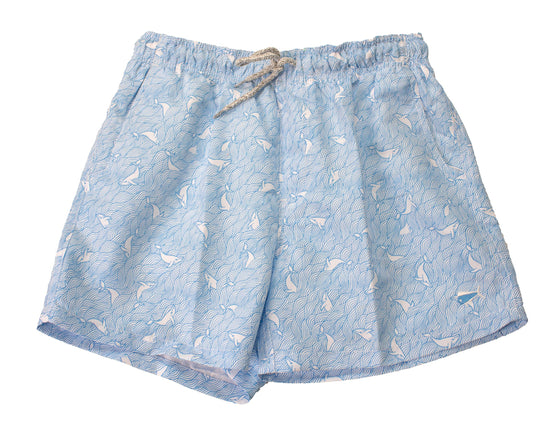 Toddler - Printed Swim - Whales - Sky Blue