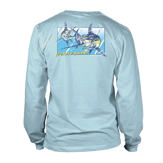 Youth & Toddler Long Sleeve Cotton Tee - Looking Sharp - Sky Blue