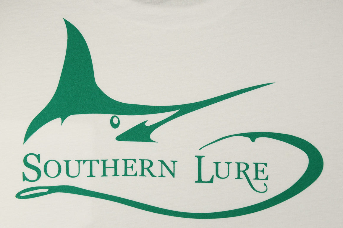 Youth Marlin Darlin High Tide White Tee with Green Print