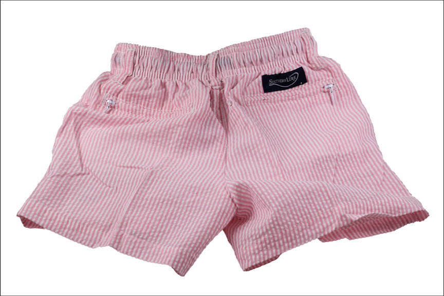 Youth and Toddler Seersucker Swim Trunks - Pink