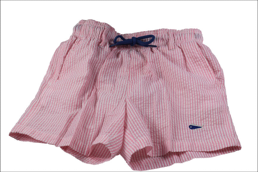 Youth and Toddler Seersucker Swim Trunks - Pink