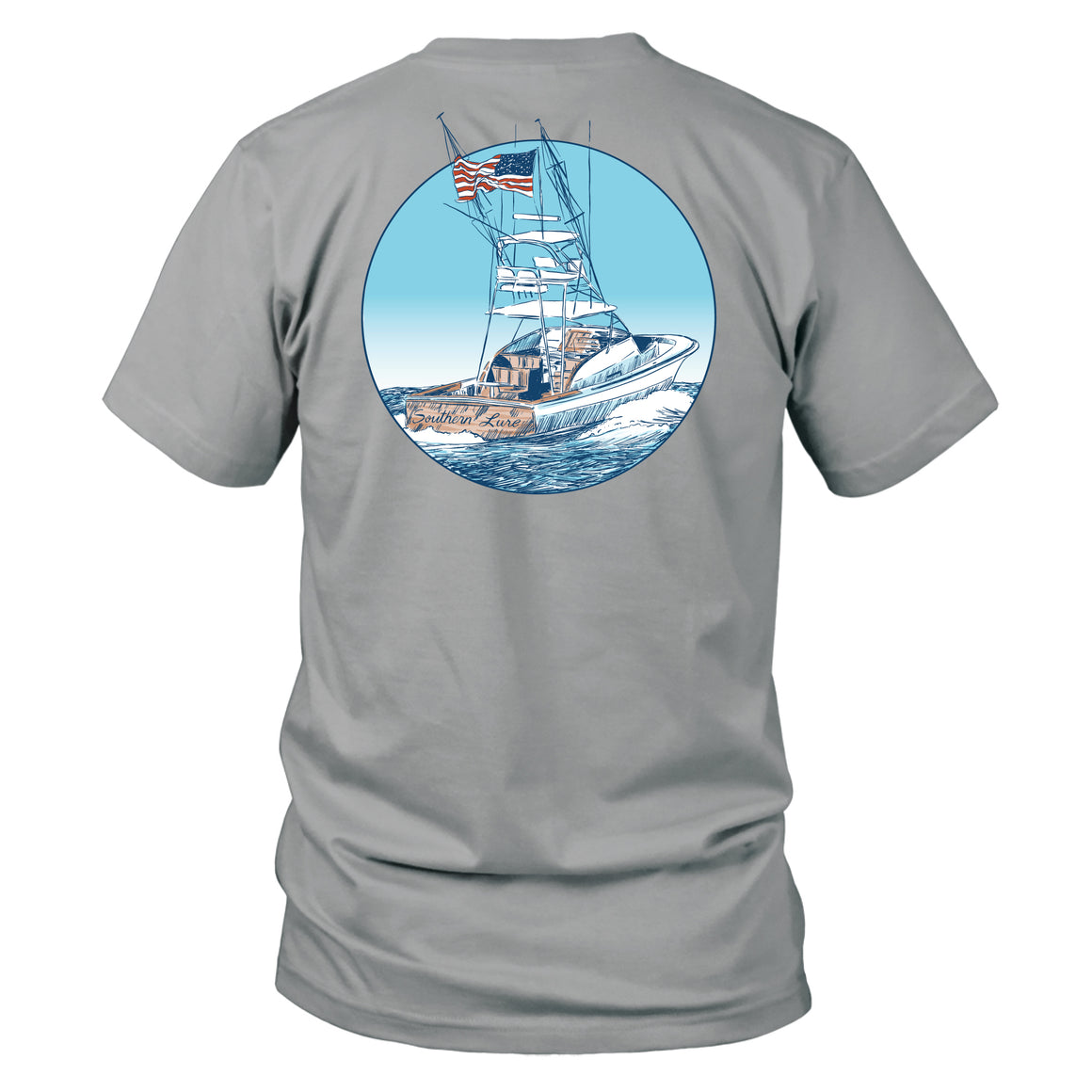 Toddler Short Sleeve Cotton Tee - USA Boat - Granite